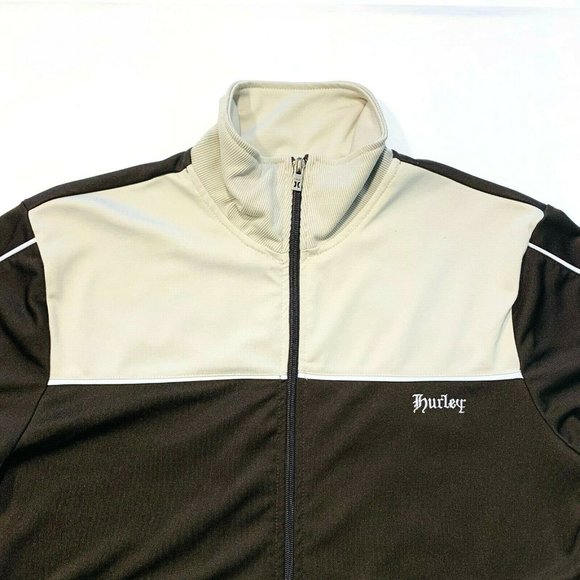 Hurley Full Zip Track Jacket Activewear Sweatshirt Bomber Colorblock Brown S - Picture 2 of 12